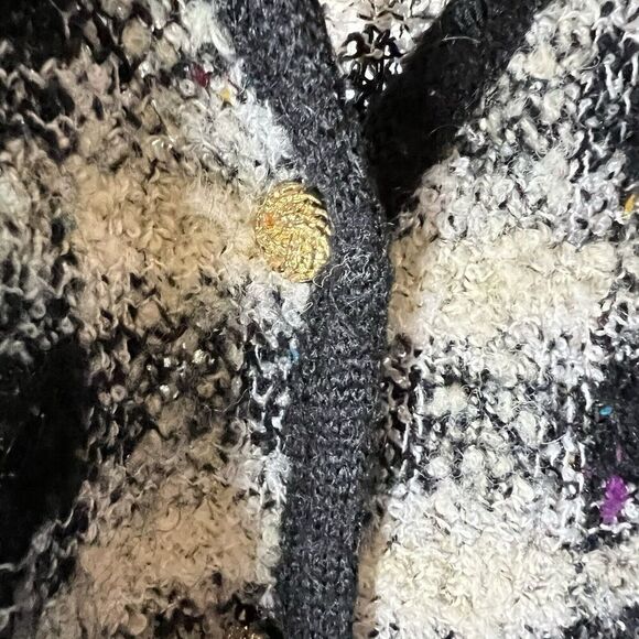 Summit Hill Cardigan Sweater Blazer Womens Petite Medium Gingham Plaid Classy - Picture 3 of 11